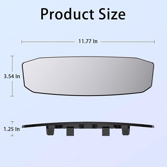 Car Rear View Mirror, 12 Inch Car Interior Panoramic Convex Rearview Mirror, Clip-On HD Wide Angle Extended Curved Mirror, Reduce Blind Spot Effectively, Universal Car Accessories (Irregular White) - Image 2