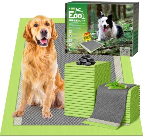 CROCI Charcoal Puppy Pads with Adhesive Tabs 2X Odor Control 28x34in 40Ct by CROCI