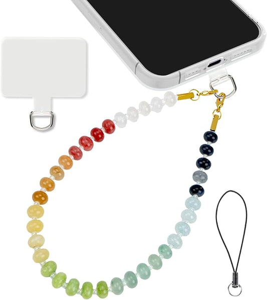 Natural Healing Crystals Stones Cell Phone Wrist Strap Camera Lanyard &Tether Tab,Handmade Beaded Wallet Keychain Wristlet,Bag Purse Charms Chain for iPhone Case,Women Teacher Travel Safety Essentials by EJU