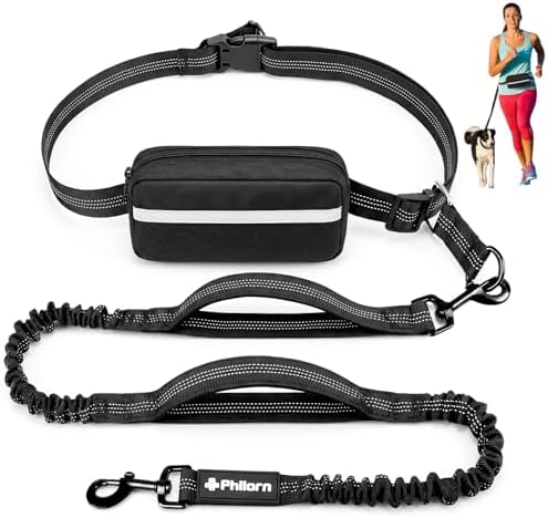 Philorn Hands Free Dog Leash with Pouch, Adjustable Waist Leash for Dog by Philorn
