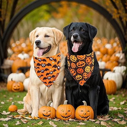 ADOGGYGO Halloween Bandanas for Dogs, Cute Bat Pumpkin Dog Scarf, X-Large - Image 2