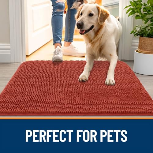 OLANLY Dog Door Mat for Muddy Paws 24x16, Super Absorbent Chenille Mud Mat - Image 6