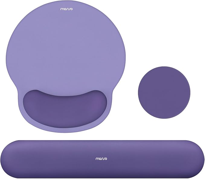 MOSISO Wrist Rest Support for Mouse Pad&Keyboard Set, Imperial Purple | Circle Curved Ergonomic Mousepad Non-Slip Base Home/Office Pain Relief&Easy Typing Pad with Soft Cloth&Silicone Lining by MOSISO