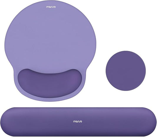 MOSISO Wrist Rest Support for Mouse Pad&Keyboard Set, Imperial Purple | Circle Curved Ergonomic Mousepad Non-Slip Base Home/Office Pain Relief&Easy Typing Pad with Soft Cloth&Silicone Lining by MOSISO