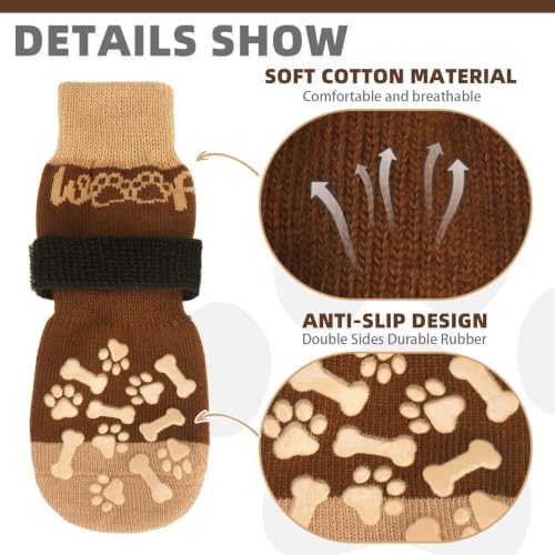 KOOLTAIL Dog Socks Shoes for Hot/Cold Pavement to Prevent Licking Paws, Winter Dog Boots & Paw Protector for Hardwood Floors Anti Slip,Traction Control Grip Booties for Small Medium Large Senior Dogs - Image 3