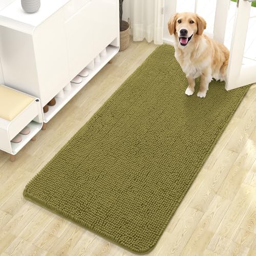OLANLY Dog Door Mat for Muddy Paws 47x24, Super Absorbent Chenille Mud Mat by OLANLY