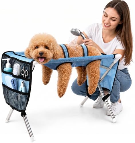 Foldable Pet Grooming Table Hammock, Suitable for Small Dogs and Cats, Pet Joint Protection, Stainless Steel Independent Stand,Used for Bathing and Grooming, and Support for Elderly Pets, 25 Lbs by Unknown