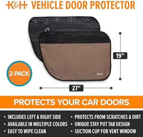 K&H Car Door Protector for Dogs, 2 Pack - 27x19in Tan - Image 4