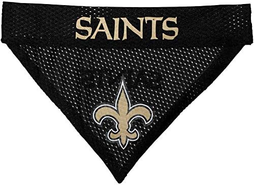 Pets First NFL DOG BANDANA - NEW ORLEANS SAINTS REVERSIBLE PET BANDANA. 2 Sided Sports Bandana with a PREMIUM Embroidery TEAM LOGO, Large/X-Large. - 2 Sizes & 32 NFL Teams available by PETSFIRST