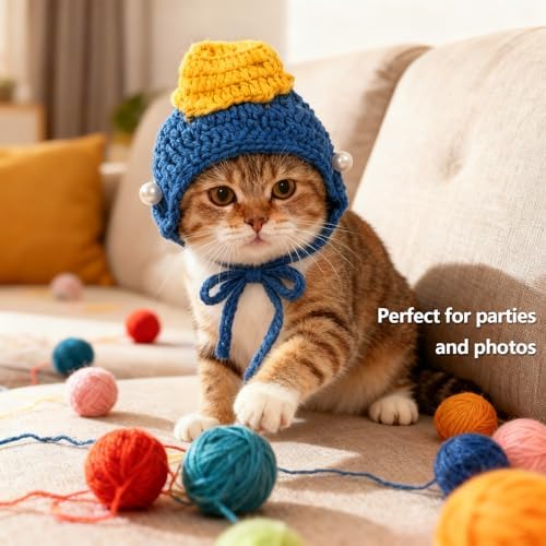 Cute Cat Hat Costume Suitable for 5 to16 lbs - Kitten hat Head Circumference 11" or Less cat Hats for Cats only pet Christmas Photography Outfits - Image 6
