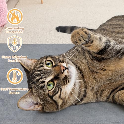 Pet Heating Pad for Cats and Dogs, 28 x 16 Inch Heated Cat Bed, Auto Temperature Control, Waterproof, Electric Mat - Image 2