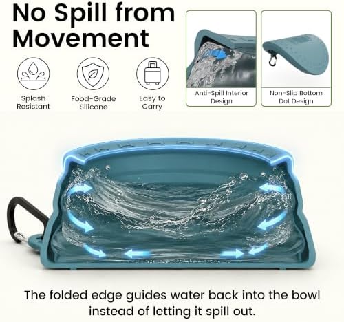 OHMO Spill Proof Collapsible Dog Bowl, 24oz Portable Dog Water Bowl - Image 2