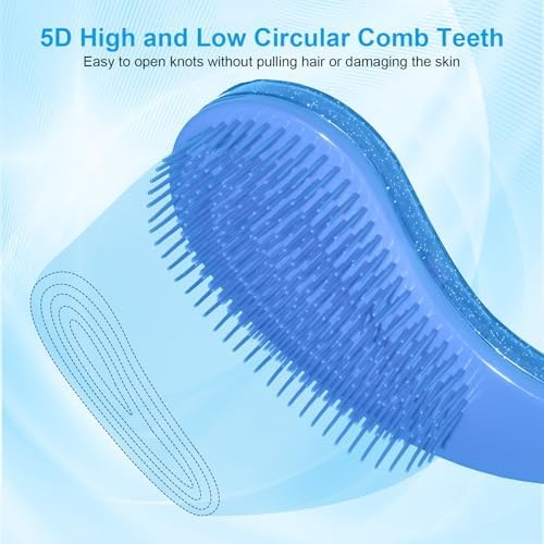 Small Dog Brush, Skin-friendly Soft Bristles (Glitter Blue) - Image 4