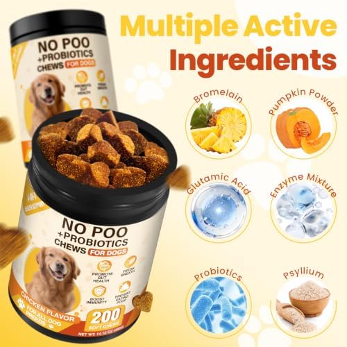 No Poo Coprophagia Chews for Dogs 200 ct Probiotics Stop Eat Stool-Chicken - Image 4