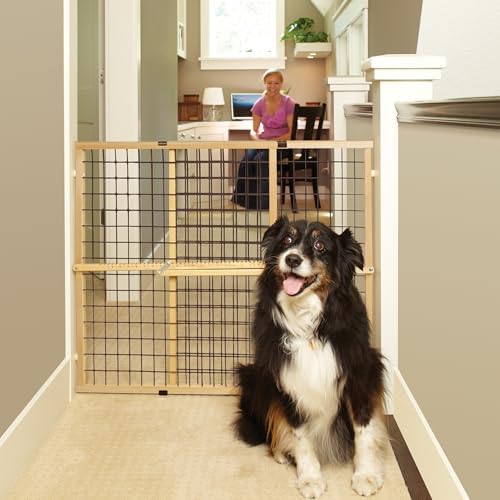 MYPET Wire Mesh Dog Gate: 29.5"-50" Wide, Pressure Mounted with No Tools; Expandable, Durable Pet Gates for Doors and Hallways, 31" Tall, Made with Sustainable Hardwood - Image 2
