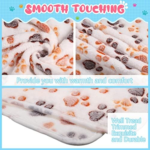 Tatuo 4 Pcs Fleece Dog Blankets for Puppy Cat, Cream, 30 x 20.5 in, Paw - Image 3