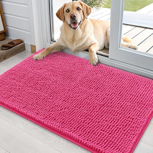 OLANLY Dog Door Mat for Muddy Paws 35x24, Super Absorbent Chenille Mud Mat by OLANLY