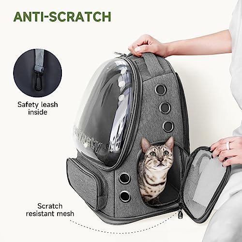 Cawypety Cat Backpack Carrier Large Space Bubble Backpack up to 12lbs Grey - Image 3