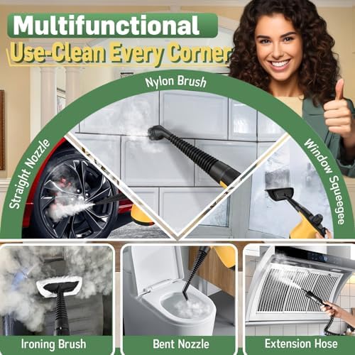 Handheld Pressurized Steam Cleaner for Home with 11Pcs Accessories, Heating & Chemical-Free Steamer for Cleaning, Multi-Surface Steam Cleaner for Car|Furniture|Floor|Tile|Grout|More - Image 6