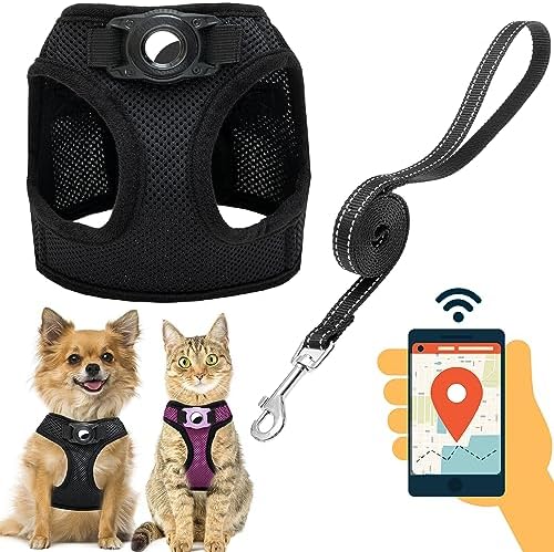 Dog Harness with AirTag Holder & 5 ft Leash Set for Small Dogs by JVVGPET