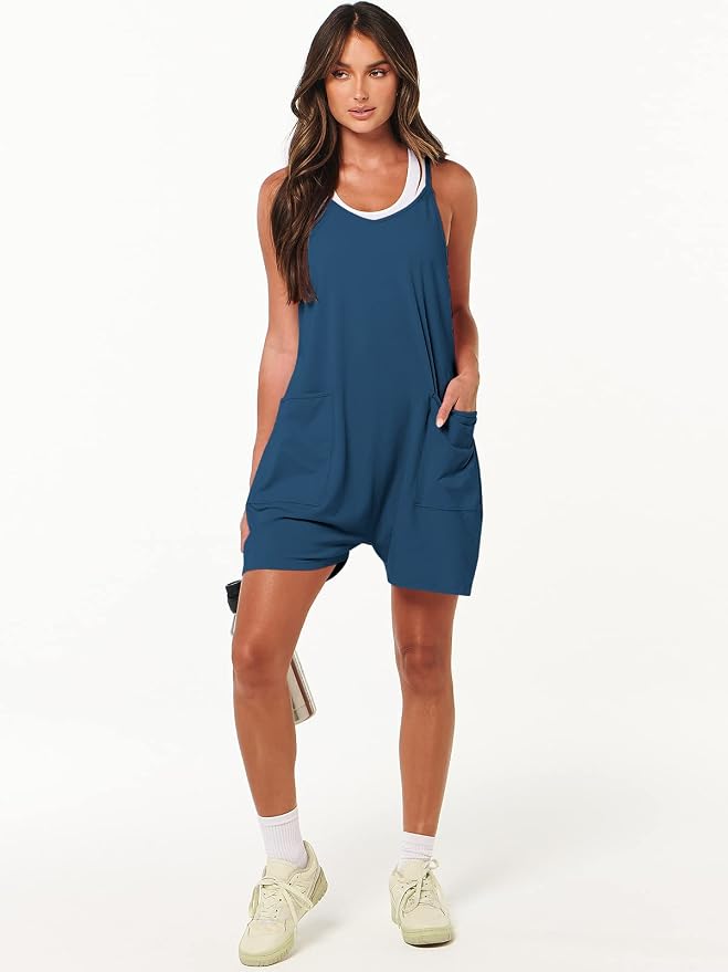 ANRABESS Womens Rompers Summer Casual Loose Sleeveless Overalls Spaghetti Strap Shorts Jumpsuit 2026 Beach Vacation Clothes - Image 7