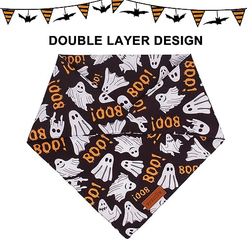 PTDECOR Halloween Dog Bandana, 2PCS Ghost Pumpkin Dog Scarf, Small - Image 5