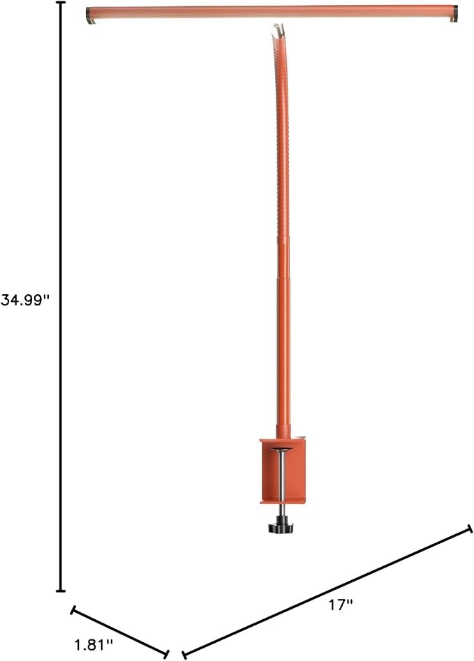 Airlonv LED Desk Lamp for Office Home, Eye-Caring Desk Light with Stepless Dimming Adjustable Flexible Gooseneck, 10W USB Adapter Desk Lamp with Clamp for Reading, Study, Workbench (Orange) - Image 7