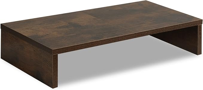 TEAMIX 20 Inch Monitor Stand Riser, Wooden Desktop Riser for TV/PC/Laptop/Printer, Rustic Brown Monitor Riser with Storage, Computer Stand Keyboard Organizer by TEAMIX
