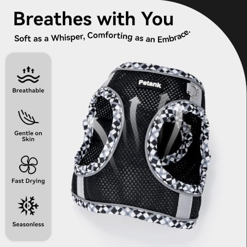 Petank Dog Harness for Small Medium Dogs No Pull, Puppy Harness and Leash Set, Step in Dog Harness for Walking, Running, Training, Small Dog Vest, Medium Dog Vest (Black, M) - Image 3