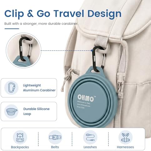OHMO Collapsible Dog Bowls for Pet Travel, 12oz, 2pcs, Dark&Light Blue - Image 5