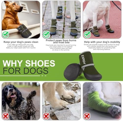 EXPAWLORER Waterproof Dog Shoes for Small Medium Large Dogs, Dog Shoes for Hot Pavement, Hiking Walking, Reflective Dog Booties for Outdoor Snow Rain Days, Anti-Slip Dog Boots & Paw Protectors - Image 5