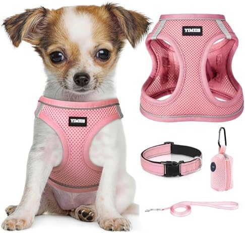 No Pull Dog Puppy Harness and Leash Set Reflective Mesh Vest Small by YIMEIS
