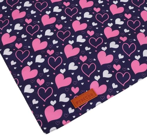 PTDECOR Valentine Dog Bandana, White Purple Love Heart Design Reversible Dog Scarf, Triangle Valentine Bandanas for Medium Large Pets (Large) - Image 6