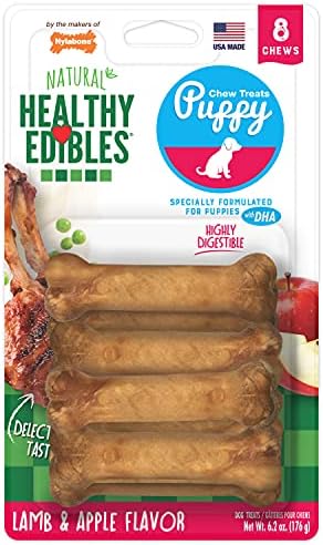 Nylabone Healthy Edibles Puppy Dog Treats, Lamb & Apple Flavor, 8 Count by Nylabone