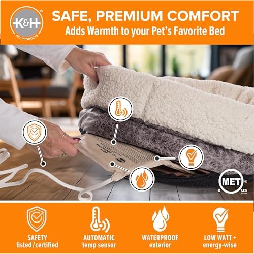 K&H Pet Bed Warmer, Safety Listed, Dog Heating Pad, XL 25.5x15.75in Tan - Image 3