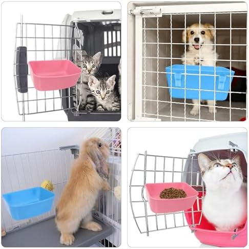 6 Pack Feeder (Blue, Pink), Hanging Feeder,Food and Water Container, Bath Water Bowl Universal for Birds Hamsters Mice Rats Rabbit Guinea Pig Small Pets (S) (M) - Image 4
