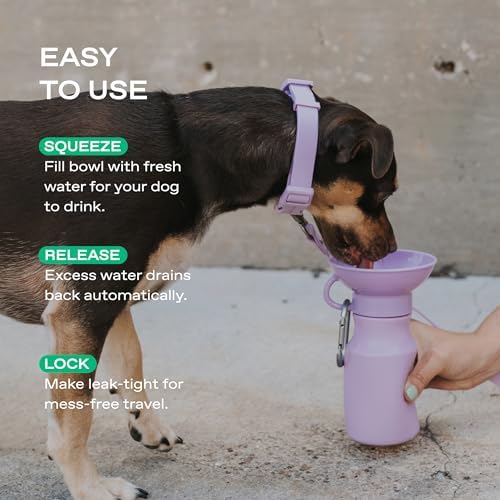 Springland 15oz Classic Portable Dog Water Bottle with Built-in Bowl, Lilac - Image 4