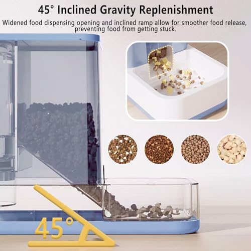 kathson Gravity Cat Food and Water Dispenser Automatic Dog Feeder Waterer 2 in 1 Auto Pet Food and Water Bowl Set Self Feeding for Puppy Kitten，Blue - Image 5