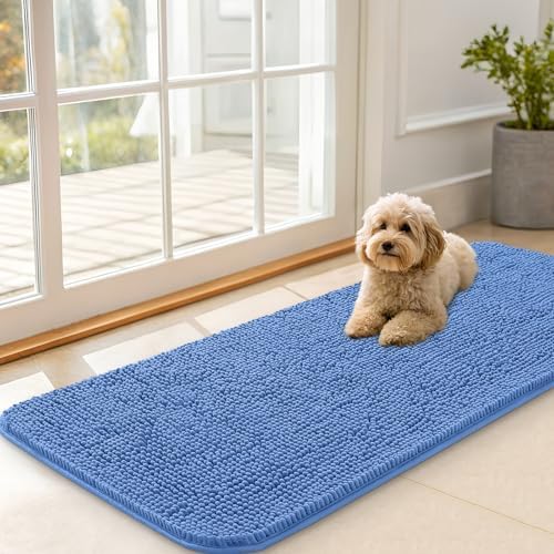 OLANLY Dog Door Mat for Muddy Paws 47x20, Super Absorbent Chenille Mud Mat by OLANLY