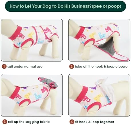 Kuoser Dog Recovery Suit, Female Male Spay Neuter Surgery Suit, Llama, L - Image 6