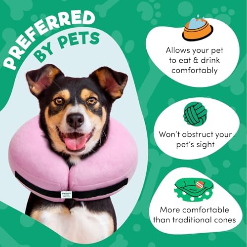 BENCMATE Inflatable Dog Cone Collar Alternative After Surgery XLarge, Pink - Image 3