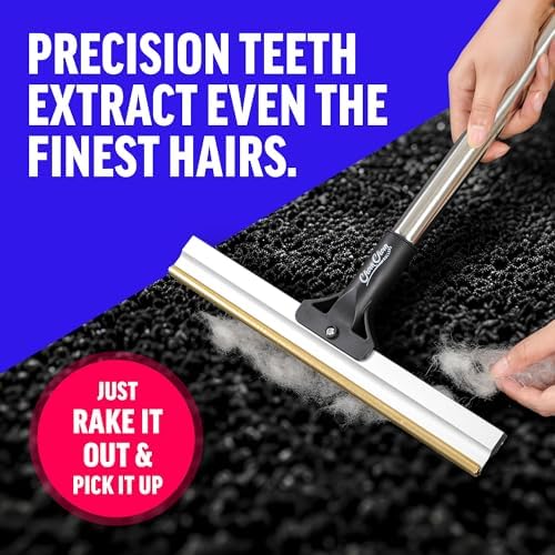 ChomChom Carpet Rake – Adjustable Pet Hair Remover Tool Up to 64 in Long – Deep Clean Embedded Pet Hair with Teeth Technology – Reusable, Quiet – for Carpets, Stairs, Rugs, Pet Beds, Cars & More - Image 4
