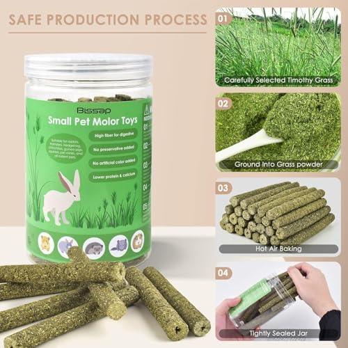 Grddaef 45Pcs Rabbit Toys, 300g Natural Timothy Grass Molar Teeth Stick Chew Toys for Chinchilla Rabbit Bunny Guinea Pig Treats - Image 4