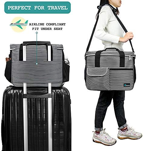 PetAmi Dog Travel Bag Organizer, Pet Supplies Tote, Stripe Black Medium - Image 5