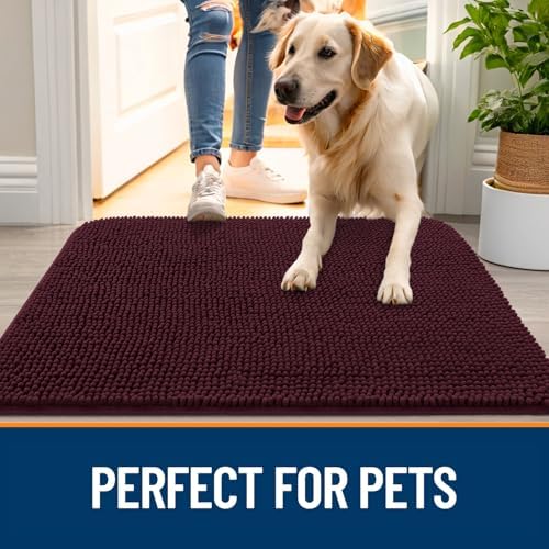 OLANLY Dog Door Mat for Muddy Paws 44x24, Super Absorbent Chenille Mud Mat - Image 6