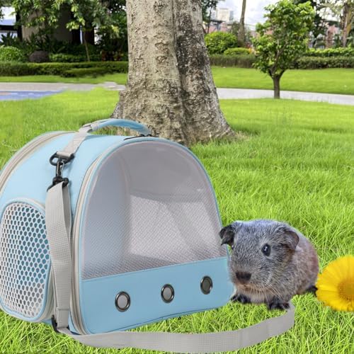 Ventilation Cage,Bearded Dragon Travel Carrier,Guinea Pig Carrier,Guinea Pig Bag for 2,Reptile Travel Carrier for Lizards Sugar Glider Hedgehog Rat Parrot Birds,Airline Approved (Blue, Mesh Carrier) - Image 6