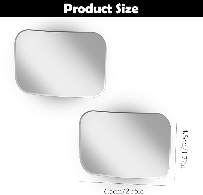 2Pcs Cars Square Blind Spot Mirrors, Car Side Mirror Blindspot Adjustabe Angle 360 Degree Wide Angle Convex RearView Removable for Enhanced Safety Universal Accessories for Suvs RVs Trucks - Image 2