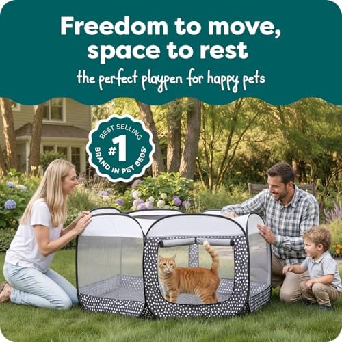 FurHaven Soft-Sided Dog & Cat Playpen, Portable Foldable Indoor & Outdoor Pet Playpen with Mesh Windows & Zippered Door, Gray Pebbles, Extra Large (Pack of 8) - Image 2