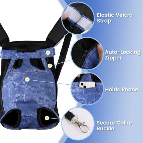 Mosago Dog Backpack Carrier, Front Chest Carrier for Small Dogs, Blue, XL - Image 5