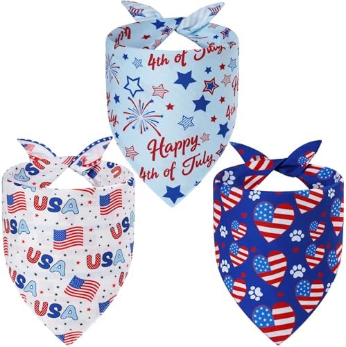 4th of July Dog Bandanas XLarge 3PCS, 6 Pattern Scarf for Boy Girl by Unknown